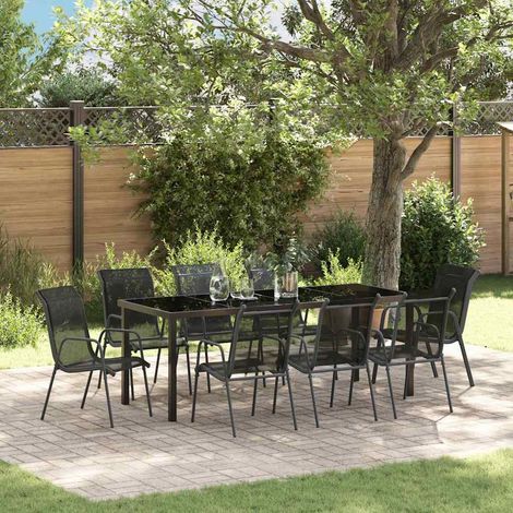 Conjunto de Comedor de Jardín 9 uds. Negro vidaXL (1/5)
