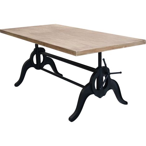 Tavolo da pranzo in legno massello e ferro regolabile in altezza Industrial Style (1/5)