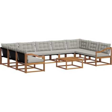 Outdoor Sofa Set with Cushion 10 pcs Natural and Light Grey vidaXL (1/5)
