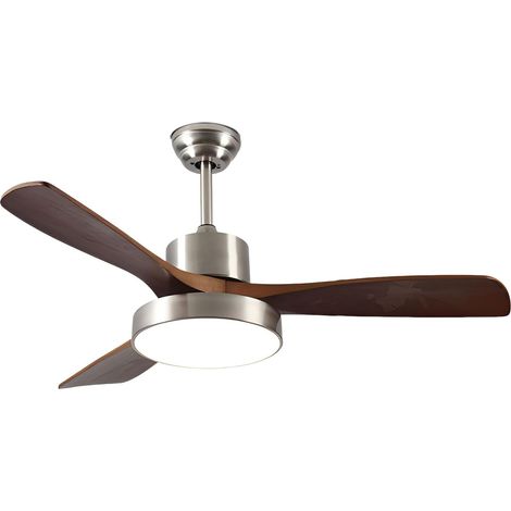 52 in Ventilateur de Plafond en Bois avec éclairage Intelligent Moderne, 6 Vitesses, Silencieux et Discret, avec télécommande,Silver (1/5)