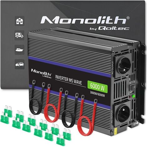 Qoltec Monolith 6000 MS Wave Spannungswandler 12 V auf 230 V 3000/6000 W USB