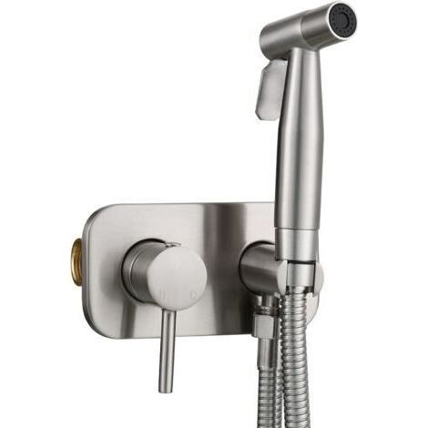 Choyclit – Bidet-Einbaudusche aus Edelstahl – Kalt- und Warmwasser – Wandmontage – Standard-G1/2-Zoll-Buchse – Gebürstetes Silber (1/5)