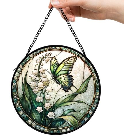 30 cmAttrape-soleil oiseau fleurs en verre coloré, décoration jardin suspendue, cadeau pour grand-mère (1/5)