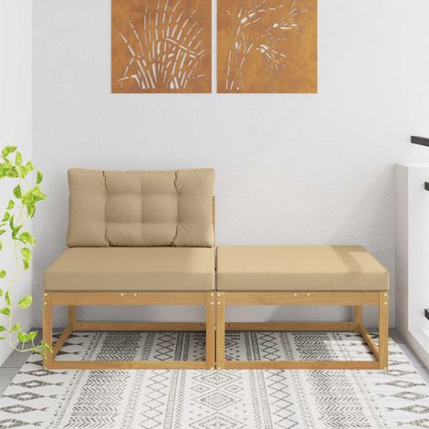 vidaXL 2 Pièce Pouf d'Extérieur Polyester Blanc
