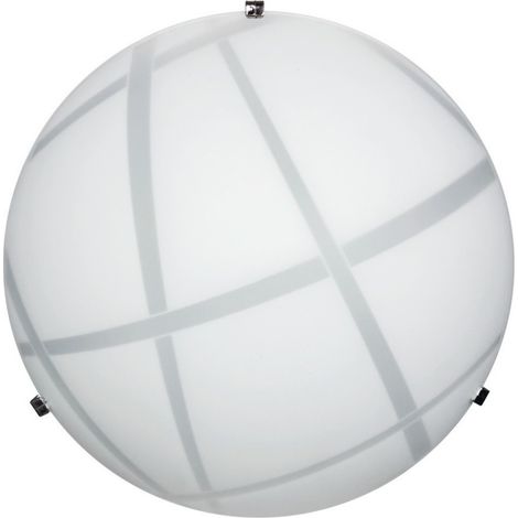 Deckenleuchte aus weißem Flachglas mit verchromten Haken Durchm. 40xh.11 cm