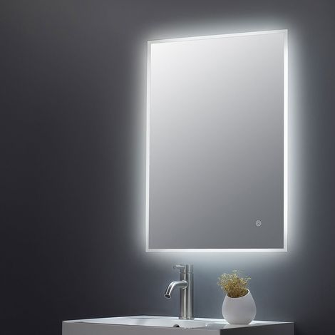 Hudson Reed Leva Ambient LED Touch Sensor Rectangular Bathroom Mirror 700mm H x 500mm W (1/4)