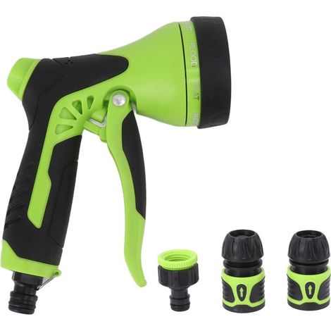 Manguera de jardín, pistola pulverizadora, boquilla pulverizadora de 9 funciones, pistola pulverizadora manual, aspersores de agua a alta presión, gatillo frontal tipo pistola con botón de control de  (1/5)