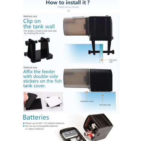 Aliment pour poissons d'aquarium, capacité de 0,175 l, en plastique, avec minuterie, convient aux granulés, aux particules et aux flocons. (1/4)
