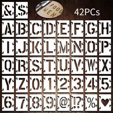 42 Pièces Pochoir Lettre Alphabet, Pochoirs Pour Peinture, Plastique Réutilisable Pochoir Alphabet, DIY (6.5cm), Pochoirs Lettres & Chiffres pour Décoration Murale, Artisanat (1/5)