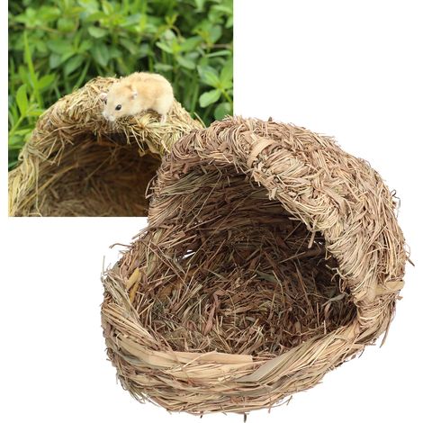 Nids pour hamsters et lapins tissés à la main, nids d'oiseaux en paille tressée, pantoufles et lits en paille (1/5)