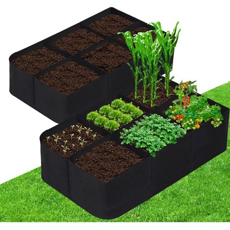 Paquet de 2 lits de jardin surélevés en tissu, sacs de lit de culture de plantes de jardin, lits surélevés de jardinière respirants, 120x60x30cm
