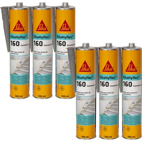 Lot de 6 mastics pour façades en béton et maçonnerie SIKA SikaHyflex 160 Construction - Gris béton - 300ml (1/3)