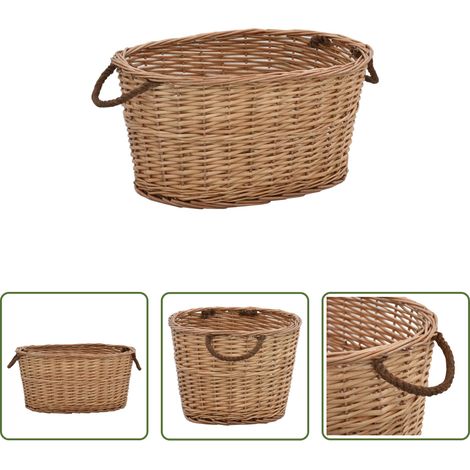 vidaXL Rangement foyer - Panier à bois de chauffage poignées de transport 56x40x28 cm (1/5)
