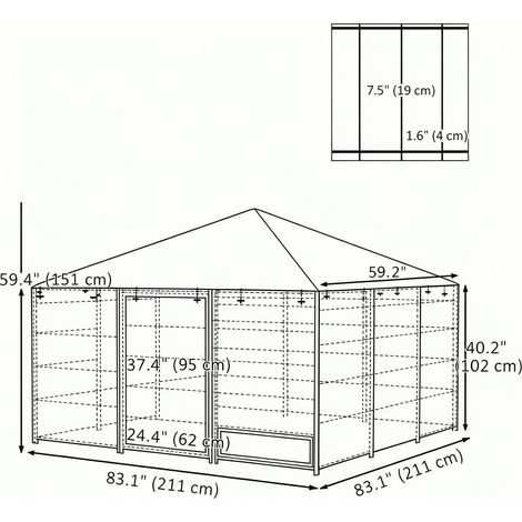 Niche extérieure pour chien avec auvent, gamelles pivotantes, café (1/5)