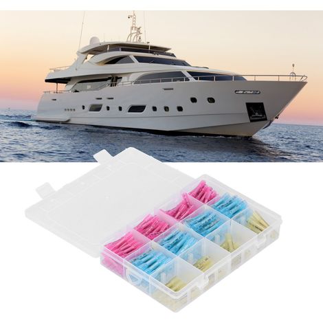 Cosses thermorétractables isolées, connecteurs thermorétractables étanches, lot de 200 (90 roses, 90 bleues et 20 jaunes). Épaisseur : rose 0,7 mm, bleu 0,8 mm, jaune 1,0 mm. (1/5)