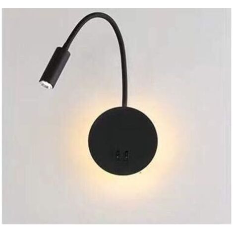 FENOPLASTICA3W+8W LED Lampe De Chevet Noir Applique Liseuse Applique De Chevet Pour Lire LED Lampe De Lecture De Cygne Flexible Moderne Liseuse Murale Chambre Avec Interrupteur 3000K