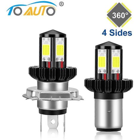 Phare de moto LED 4000 lm BA20D H6 H4, feux de route/croisement, blanc 6000 K, 12 V (1/4)