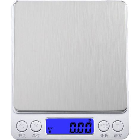 Balance de cuisine domestique jusqu'à 2 kg avec intervalle de 0,1 gramme en argent (1/3)