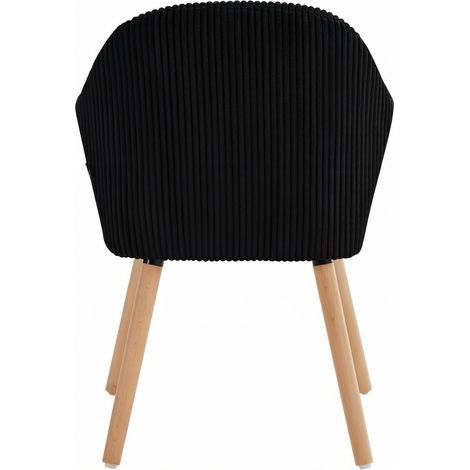 Chaise de salle à manger en velours côtelé avec structure bois et métal, 53,5 x 83,5 x 46 cm, coloris naturel (1/4)