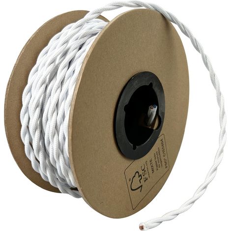 Bobine câble électrique torsadé blanc, long. 25m, diam. 6.2mm - Tibelec (1/5)