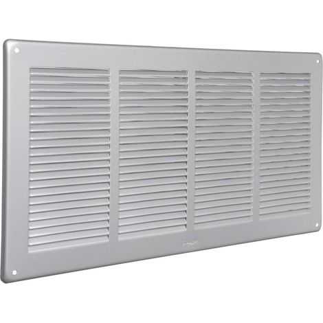 La Ventilazione GAL4424R Griglia di Ventilazione Rettangolare in Alluminio verniciato Argento da Sovrapporre con rete antinsetti, dimensioni 440x240 mm