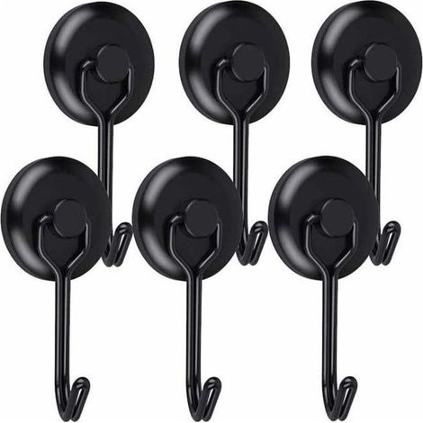 Leistungsstarker 14 kg 20d Magnet-Kühlschrankhaken, schwarzer Neodym-Drehmagnethaken, 6 Stück (1/5)