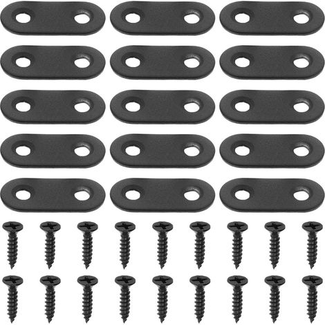 Lot de 20 équerres métalliques noires pour étagères et meubles, fixation rapide sans outils, (1/5)