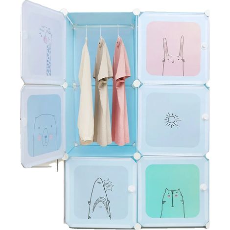 Sistema de cubos de almacenamiento, material plástico, dimensiones 74 x 37 x 110 cm, diseño modular, tamaño del cubo 35 x 35 cm, ideal para la habitación de los niños. (1/5)