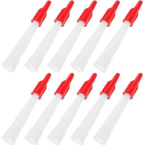 10 robuste Kunststoff- und Silikon-Dichtungsspitzen mit roten Kappen, Werkzeug zum Glätten von Dichtmasse, austauschbares Düsenset für gleichmäßigen Auftrag, professionelle Anwendung (1/4)