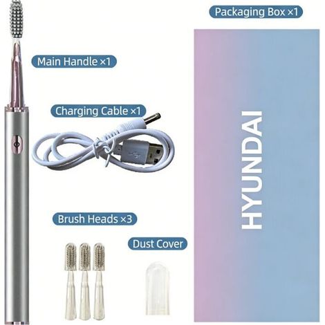 Brosse à dents électrique intelligente HYUNDAI, format mini, étanche, pour adultes, usage domestique, entièrement automatique et rechargeable.