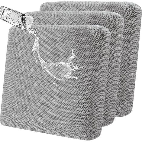 Stretch Seat Cushion Covers Non-Slip Set of Sofa Cushion Covers Water Resistant for Armchairs and Seat Covers Light Grey