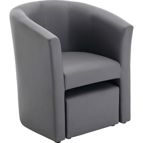 Poltrona cabriolet e pouf in Similpelle Grigio - JOVANA