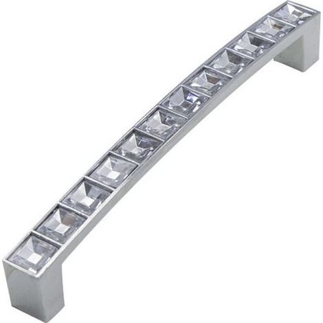 Lntyq Poignées de tiroir en verre diamant, boutons de poignée d'armoire en cristal strass transparent pour commode, placard, cuisine (5, distance des trous 128 mm/5) (1/5)