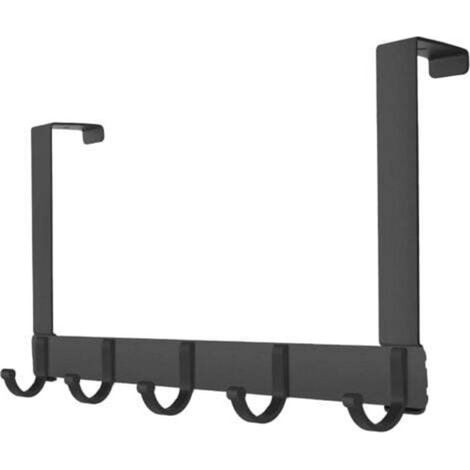 Over-the-Door Hooks with 5 Hooks, Aluminum Alloy, Hook Frame, Drying Rack, Towel Hook, Bathroom Hook, No Drilling Required