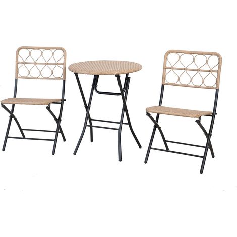 set da giardino essenza "maui" in acciaio e polyrattan nero 2 sedie 1 tavolo (1/5)