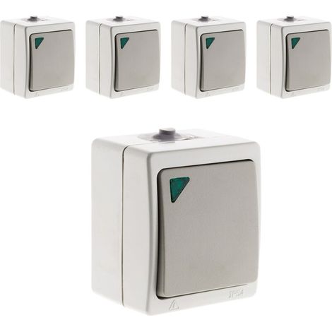Lot de 5 interrupteurs va-et-vient + voyant -
