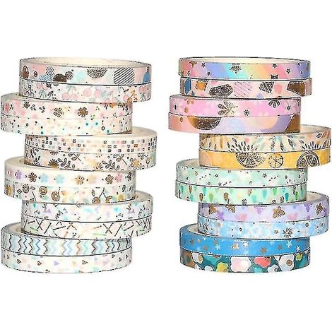/EA/ Lot de 24 rubans décoratifs Washi mignons avec feuille d'or, style japonais, à faire soi-même