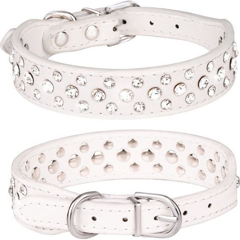 harnais chien-Collier de Chien en Cuir Strass (Rouge XS)-Fei Yu-harnais chien