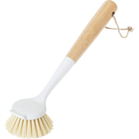 Brosse à Vaisselle écologique - Tête Ronde - 7 x 6 x 25 cm - Matériaux 100% recyclables - avec Cordon de Suspension - Gris (1/5)
