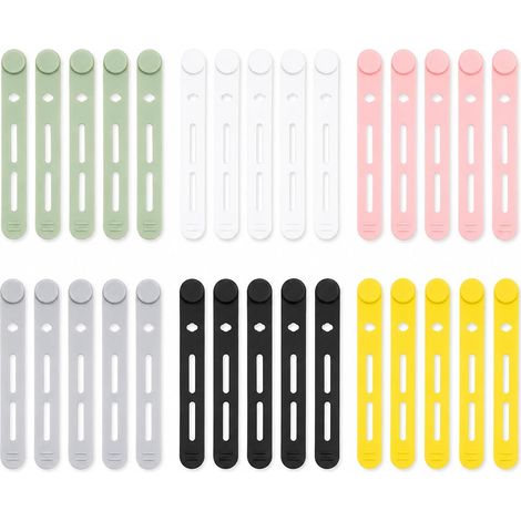 Attaches Câbles En Silicone 30 Pièces Réutilisables, Range Câble Élastique Ajustable, Organisateur Pratique Pour Chargeurs Audio Réseau, Maison Bureau Voyage (1/5)