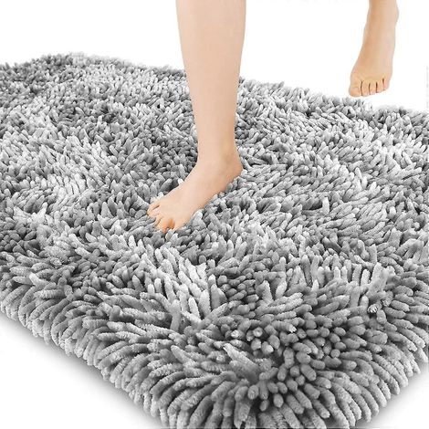 Tapis de bain haut de gamme antidérapant et moelleux, incroyablement doux et confortable, extra épais-40x120cm-Light Gray (1/5)