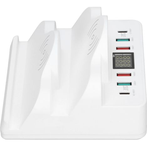 Station de charge sans fil USB QC3.0 PD avec affichage pour plusieurs appareils - Prise UE 100-240 V