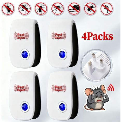FLITI Ultrasonic Pest Repellent 4 Pieces 100m² Coverage White ABS (1/5)