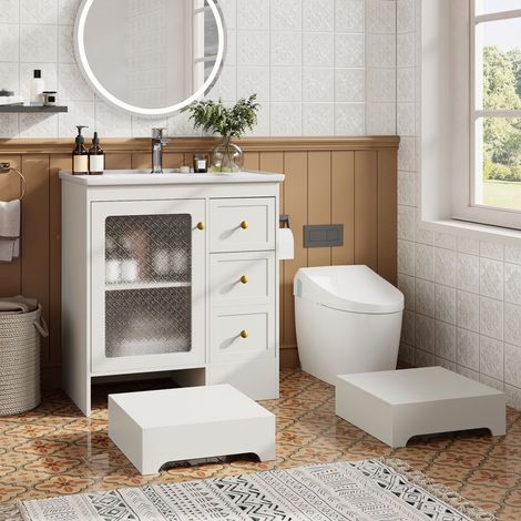 mobile contenitore 80x50 lavabo bagno LED MDF bianco HAVRYA (1/5)