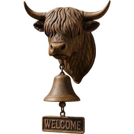 Cloche De Bienvenue pour Porte D'Entrée Cloche d'accueil Vache Décoration pour Jardin,Sonnette de Porte Murale,pour Porche Maison Extérieur Jardin Portail Ranch Ferme Cadeau De
