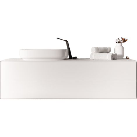 BERNSTEIN - Mobile lavabo da bagno bianco opaco 160x50x45cm (LxPxA) con 2 cassetti scorrevoli - MILOU160	Bianco opaco