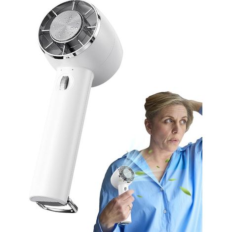 Ventilatore portatile da viaggio con impacco di ghiaccio, ideale per attività all'aperto, campeggio ed escursionismo, colore bianco. (1/5)