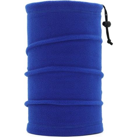 Adjustable winter neck warmer in breathable fleece for skiing, cycling, running, serving as a mask, headband and scarf, royal blue (1/5)