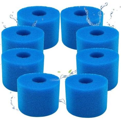 Lot de 8 filtres en mousse Intex Type S1 pour piscine et spa - Filtre en mousse réutilisable et lavable - Éponge filtrante Type S1 (lot de 8) (1/4)