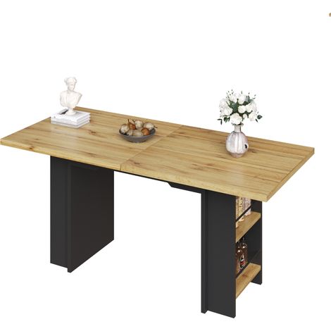 CHICFURN Mesa de comedor extensible 120-160 x 80 cm de MDF efecto madera con almacenaje (1/5)